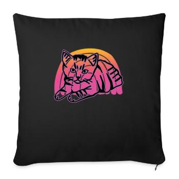 Chat graphique Retro Cat pour les propriétaires de chats - Housse de coussin décorative 45 x 45 cm - noir - Devant