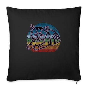 Retro Cat Graphic Cat for Cat Owners - Sofa pillowcase 17,3'' x 17,3'' (45 x 45 cm) - black - Front