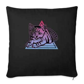 Retro Cat Graphic Cat for Cat Owners - Sofa pillowcase 17,3'' x 17,3'' (45 x 45 cm) - black - Front
