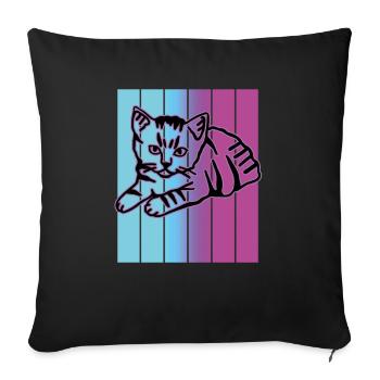 Retro Cat Graphic Cat for Cat Owners - Sofa pillowcase 17,3'' x 17,3'' (45 x 45 cm) - black - Front