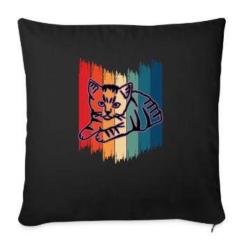 Retro Cat Graphic Cat for Cat Owners - Sofa pillowcase 17,3'' x 17,3'' (45 x 45 cm) - black - Front