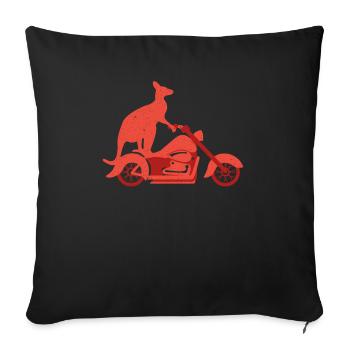 Moto Kangourou Faune Animal Australie - Housse de coussin décorative 45 x 45 cm - noir - Devant