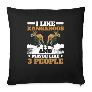 J’aime les kangourous et peut-être comme 3 personnes animaux sauvages - Housse de coussin décorative 45 x 45 cm - noir - Devant