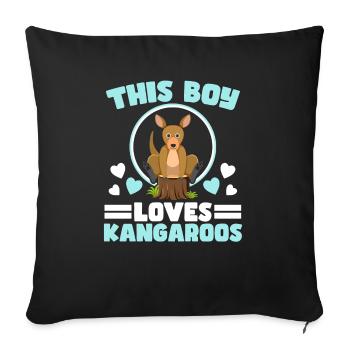 This Boy Loves Kangaroos Wildlife Animal Australia - Sofa pillowcase 17,3'' x 17,3'' (45 x 45 cm) - black - Front