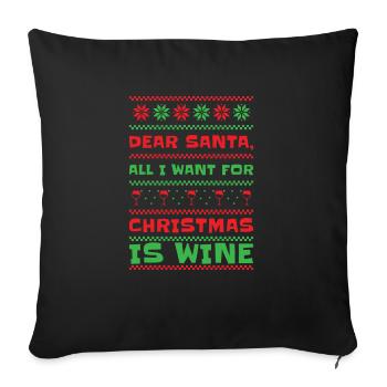 Cher Père Noël Fête du vin de Noël - Housse de coussin décorative 45 x 45 cm - noir - Devant