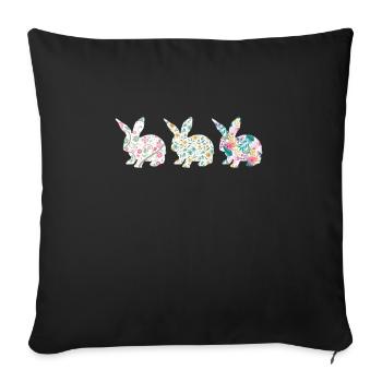 Easter Three Bunnies Rabbit Flower - Sofakissenbezug 45 x 45 cm - Schwarz - Vorne