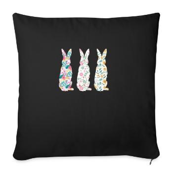 Easter Three Bunnies Rabbit Flower - Sofakissenbezug 45 x 45 cm - Schwarz - Vorne