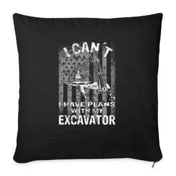 Excavatrice - ouvrier du bâtiment - opérateur d'excavatrice - Housse de coussin décorative 45 x 45 cm - noir - Devant