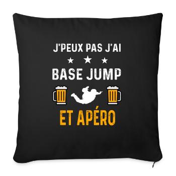 je peux pas j'ai base jump et apéro - Housse de coussin décorative 45 x 45 cm - noir - Devant