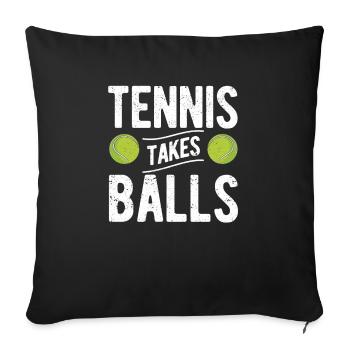 Le tennis prend des balles fan d'entraîneur de joueur de sport drôle - Housse de coussin décorative 45 x 45 cm - noir - Devant