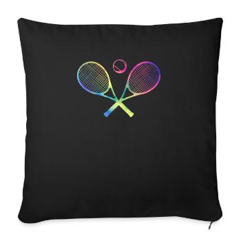 tennis crossed racquets ball funny sport games - Sofa pillowcase 17,3'' x 17,3'' (45 x 45 cm) - black - Front