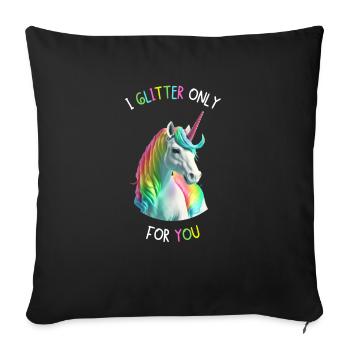 Licorne mignonne qui vous cherche à son - Housse de coussin décorative 45 x 45 cm - noir - Devant