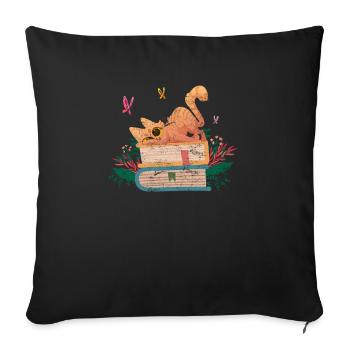 Cat Cute Book Plant Lover Flower Book Lover Cat Ki - Sofa pillowcase 17,3'' x 17,3'' (45 x 45 cm) - black - Front