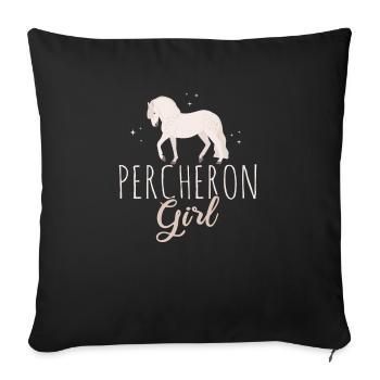 Percheron Cheval Fille Chevaux Amant Équitation Hor - Housse de coussin décorative 45 x 45 cm - noir - Devant