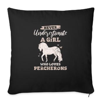 Percheron Horse Girl aime son Percheron Draft Hor - Housse de coussin décorative 45 x 45 cm - noir - Devant