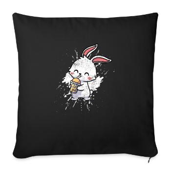 Drinking Boba Bubble Tea Kawaii Anime Rabbit Lover - Sofa pillowcase 17,3'' x 17,3'' (45 x 45 cm) - black - Front
