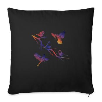 Oiseaux sur une branche - Housse de coussin décorative 45 x 45 cm - noir - Devant