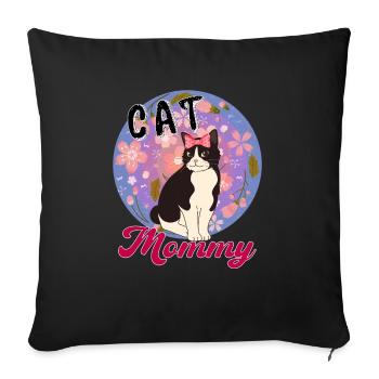 Chat Maman Drôle Chat Meilleur Chat Maman Jamais Miaou - Housse de coussin décorative 45 x 45 cm - noir - Devant