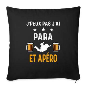 je peux pas j'ai para et apéro - Housse de coussin décorative 45 x 45 cm - noir - Devant