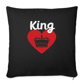 King Red Heart Crown Silhouette Couples Man Woman - Sofa pillowcase 17,3'' x 17,3'' (45 x 45 cm) - black - Front