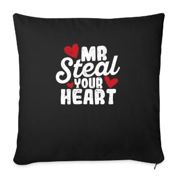 Mr. Steal Your Heart Couples de la Saint-Valentin Tout-petit - Housse de coussin décorative 45 x 45 cm - noir - Devant