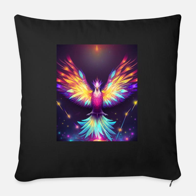 Geometric Phoenix Bird Polygon Abstract Mystical - Sofa pillowcase 17,3'' x 17,3'' (45 x 45 cm) - black