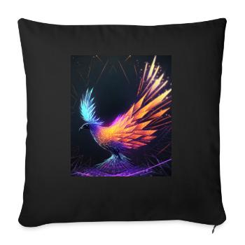 Geometric Phoenix Bird Polygon Abstract Mystical - Sofa pillowcase 17,3'' x 17,3'' (45 x 45 cm) - black - Front