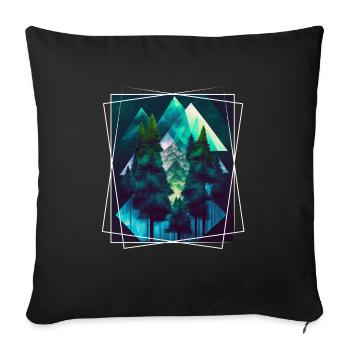 Nature géométrique Trance Polygone Abstrait Mystique - Housse de coussin décorative 45 x 45 cm - noir - Devant
