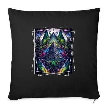 Nature géométrique Trance Polygone Abstrait Mystique - Housse de coussin décorative 45 x 45 cm - noir - Devant