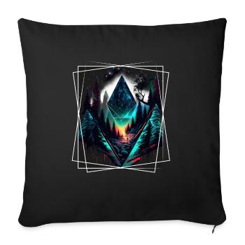 Nature géométrique Trance Polygone Abstrait Mystique - Housse de coussin décorative 45 x 45 cm - noir - Devant