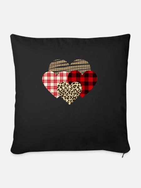 Herzen Leopard Plaid Büffel Herz Liebe Valentin - Sofakissenbezug 45 x 45 cm - Schwarz