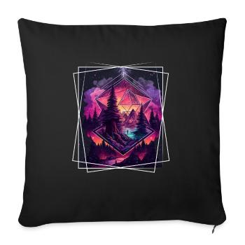 Nature géométrique Trance Polygone Abstrait Mystique - Housse de coussin décorative 45 x 45 cm - noir - Devant