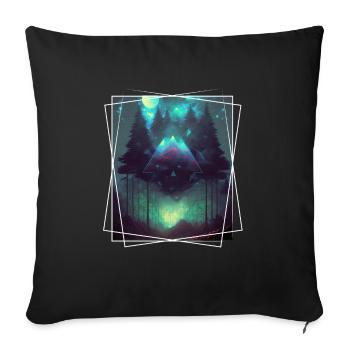 Nature géométrique Trance Polygone Abstrait Mystique - Housse de coussin décorative 45 x 45 cm - noir - Devant