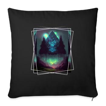 Nature géométrique Trance Polygone Abstrait Mystique - Housse de coussin décorative 45 x 45 cm - noir - Devant