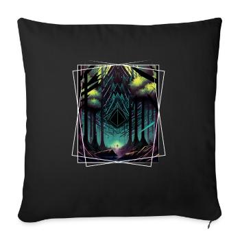Nature géométrique Trance Polygone Abstrait Mystique - Housse de coussin décorative 45 x 45 cm - noir - Devant