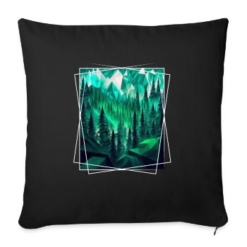 Nature géométrique Trance Polygone Abstrait Mystique - Housse de coussin décorative 45 x 45 cm - noir - Devant