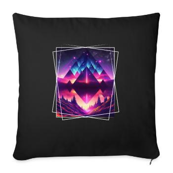 Nature géométrique Trance Polygone Abstrait Mystique - Housse de coussin décorative 45 x 45 cm - noir - Devant