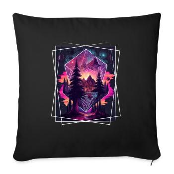 Nature géométrique Trance Polygone Abstrait Mystique - Housse de coussin décorative 45 x 45 cm - noir - Devant