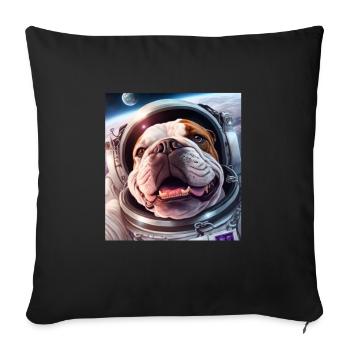 bouledogue, astronaute, chien, espace extra-atmosphérique - Housse de coussin décorative 45 x 45 cm - noir - Devant