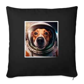 Bulldogge Astronaut Hund Weltall Weltraum - Sofakissenbezug 45 x 45 cm - Schwarz - Vorne