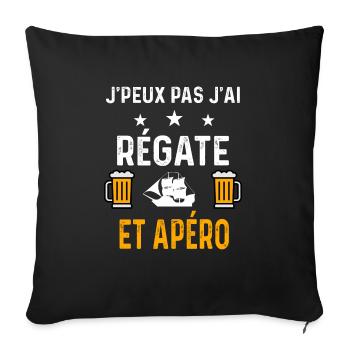 je peux pas j'ai régate et apéro - Housse de coussin décorative 45 x 45 cm - noir - Devant