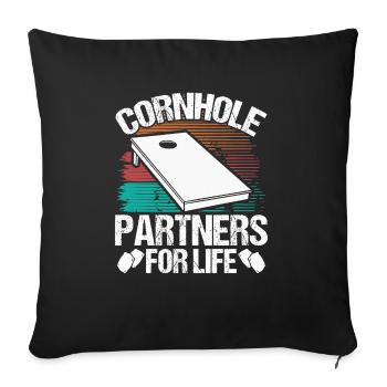 Cornhole Player Cornhole Partners for Life Toss - Sofa pillowcase 17,3'' x 17,3'' (45 x 45 cm) - black - Front