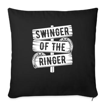 Jeu de lancer en fer à cheval Échangiste du lancer de sonneur - Housse de coussin décorative 45 x 45 cm - noir - Devant