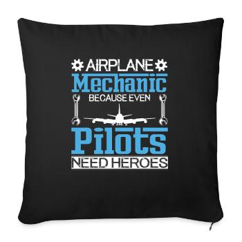 Pilote d’avion du mécanicien d’aéronef - Housse de coussin décorative 45 x 45 cm - noir - Devant