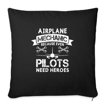Pilote d’avion du mécanicien d’aéronef - Housse de coussin décorative 45 x 45 cm - noir - Devant