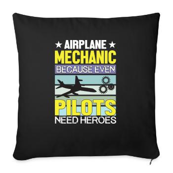 Pilote d’avion du mécanicien d’aéronef - Housse de coussin décorative 45 x 45 cm - noir - Devant