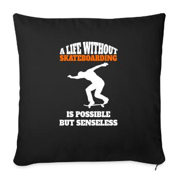 Skateboard Longboard Skater Skating Skateboarding - Housse de coussin décorative 45 x 45 cm - noir - Devant