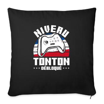 Niveau Tonton Débloqué Oncle Annonce De Grossesse - Housse de coussin décorative 45 x 45 cm - noir - Devant