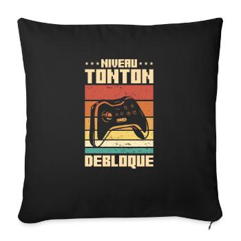 Niveau Tonton Debloque Oncle Annonce De Grossesse - Housse de coussin décorative 45 x 45 cm - noir - Devant