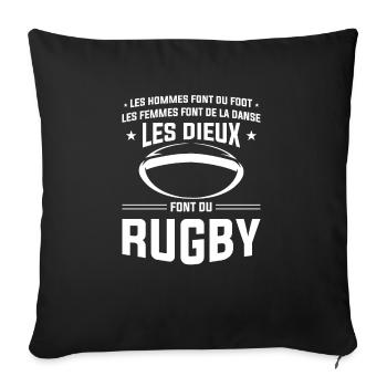 Les Dieux Font Du Rugby Rugbyman - Housse de coussin décorative 45 x 45 cm - noir - Devant